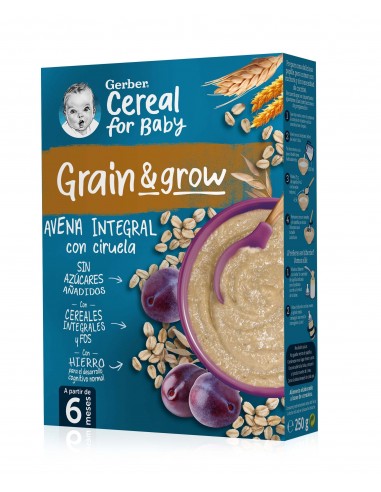 GERBER GRAIN & GROW AVENA INTEGRAL CON CIRUELA +6M 250GR