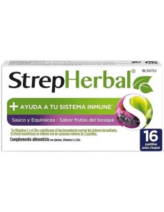 STREPHERBAL 16 PASTILLAS PARA CHUPAR SABOR SAUCO Y EQUINACEA