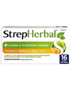 STREPHERBAL 16 PASTILLAS PARA CHUPAR SABOR PROPOLIS MELISA MIEL