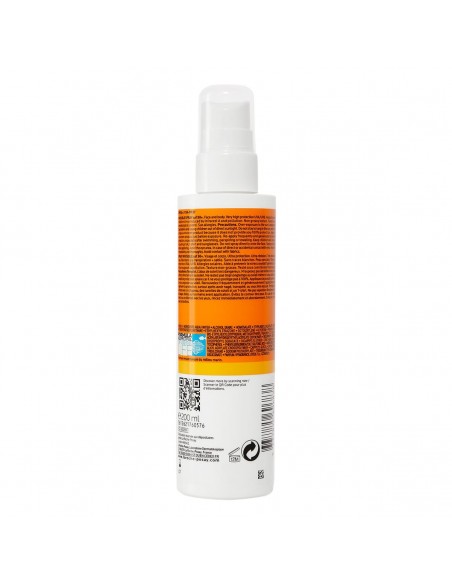 LA ROCHE POSAY ANTHELIOS SPRAY INVISIBLE SPF50+ 200ML parte trasera