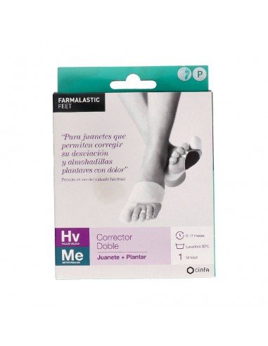 FARMALASTIC FEET CORRECTOR DOBLE JUANETES Y PLANTAR PIE DERECHO TALLA PEQUEÑA