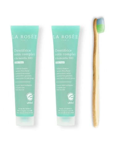 LA ROSEE PACK DOBLE DENTIFRICE SOIN COMPLET A LA MENTHE BIO + CEPILLO