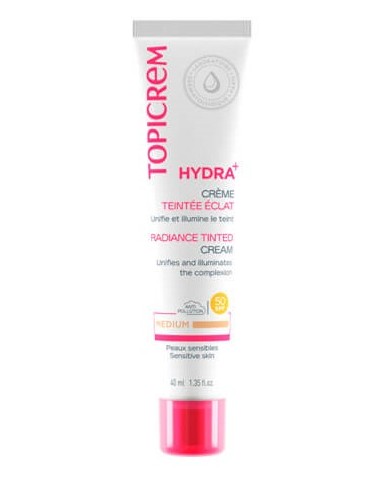 TOPICREM HYDRA+ CREMA CON COLOR ILUMINADORA MEDIO SPF50 40 ML