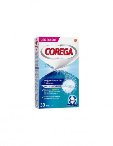 COREGA OXIGENO BIO-ACTIVO 3 MINUTOS 30 TABLETAS LIMPIADORAS