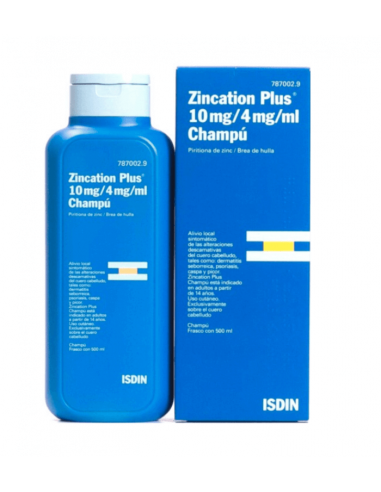 ZINCATION PLUS 10 MG/ML + 4 MG/ML CHAMPU MEDICINAL 1 FRASCO 500 ML