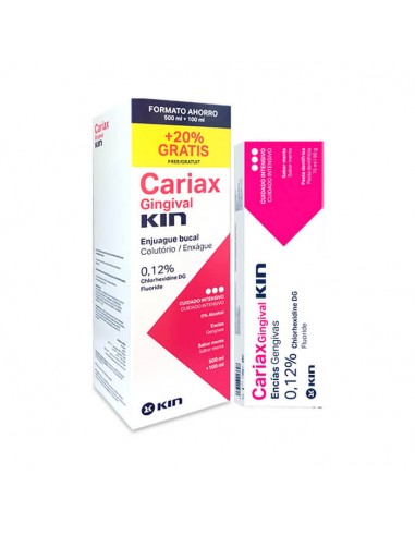 KIN CARIAX GINGIVAL ENJUAGUE 600 ML + CARIAX GINGIVAL PASTA 75 ML