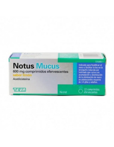 NOTUS MUCUS 600 MG 10 COMPRIMIDOS EFERVESCENTES (SABOR LIMON)