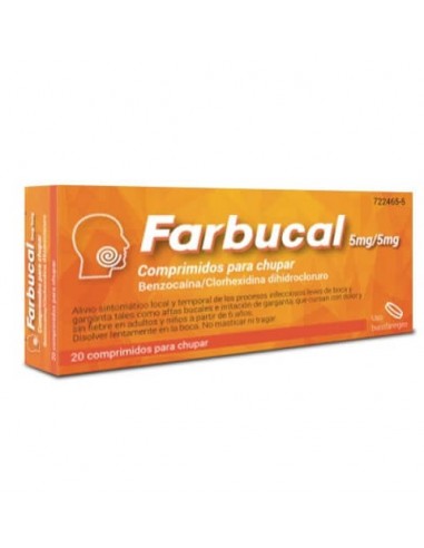 FARBUCAL 5 MG/5 MG 20 COMPRIMIDOS PARA CHUPAR