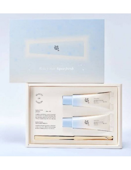 BEAUTY OF JOSEON PACK DOBLE RELIEF AQUA-FRESH SPF50+ CON ABANICO DE REGALO