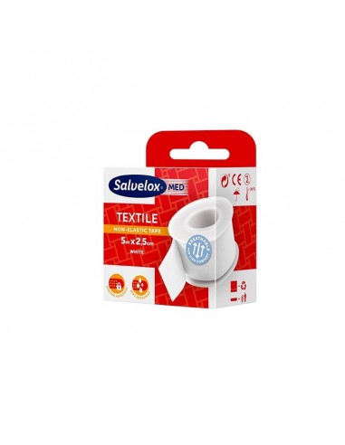 SALVELOX MED TEXTILE NON-ELASTIC TAPE 5M X 2,5CM COLOR BLANCO