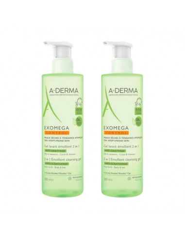 ADERMA EXOMEGA CONTROL GEL LIMPIADOR EMOLIENTE 2X500ML