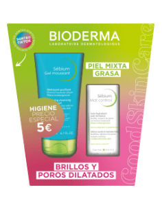 BIODERMA SEBIUM PACK BRILLOS Y POROS DILATADOS GEL MOUSSANT 200ML + MAT CONTROL 30ML